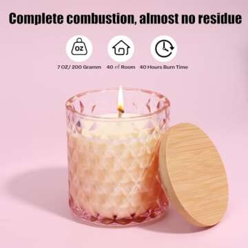 BOUPRAFU Scented Candle, Serenity Soft Vanilla Natural Soy Candle, Home Décor, Relaxation Aromatherapy Candles for Women Men, 7 oz 40 Hours Long Lasting, Pink