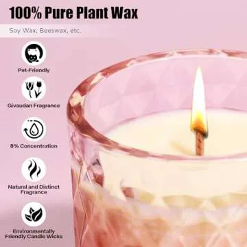 BOUPRAFU Scented Candle, Serenity Soft Vanilla Natural Soy Candle, Home Décor, Relaxation Aromatherapy Candles for Women Men, 7 oz 40 Hours Long Lasting, Pink