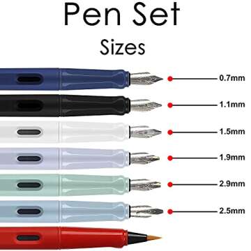GC QUILL Calligraphy Fountain Pen Set- 7 with Different Nibs and 40 Ink Cartridges for Beginners- MU...