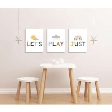Playroom Sign, Playroom Wall Decor, Play Sign for Playroom Wall, Kids Room Canvas Wall Art, Playroom Wall Art, Let's Just Play Posters, Cute Children Room Decoration, Framed Decor Easy to Hang