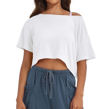 Stylish MISSACTIVER Oversized Off The Shoulder Top for Women - Perfect Summer Crop Tee