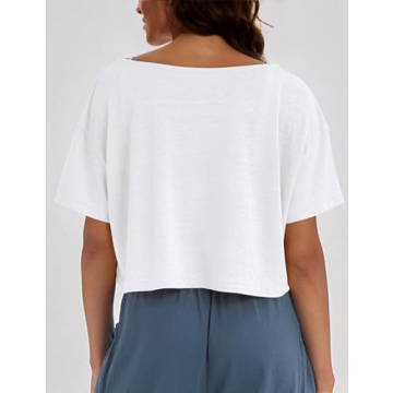 MISSACTIVER Women’s Oversized Off The Shoulder Crop Top