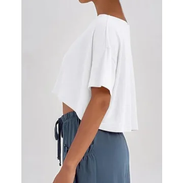 MISSACTIVER Women’s Oversized Off The Shoulder Crop Top