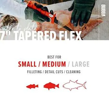 BUBBA 7 Inch Tapered Flex Fillet Fishing Knife with Non-Slip Grip Handle, Full Tang Stainless Steel Non-Stick Blade, Lanyard Hole and Synthetic Sheath for Fishing, Boating and Hunting