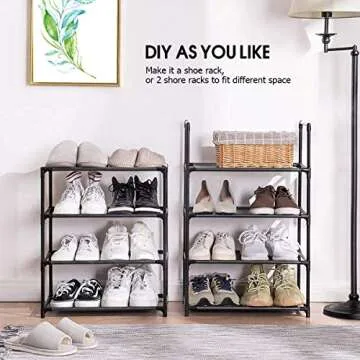 barsone Shoe Rack 8 Tiers, 16-20 Pairs Shoe Organizer Storage Shelf Stand Tower Shoe Rack, Space Saving Shoe Shelves Narrow Free Standing Shoe Rack for Closet Entryway Hallway Apartment Garage