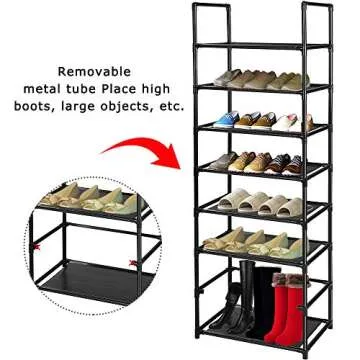 barsone Shoe Rack 8 Tiers, 16-20 Pairs Shoe Organizer Storage Shelf Stand Tower Shoe Rack, Space Saving Shoe Shelves Narrow Free Standing Shoe Rack for Closet Entryway Hallway Apartment Garage