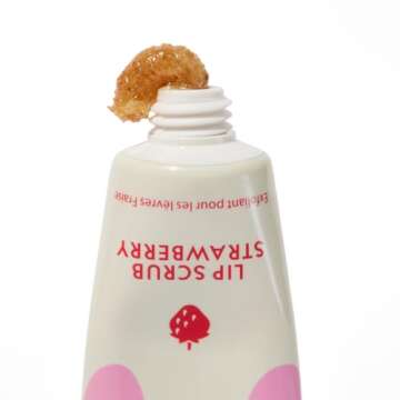 Lanolips Lip Scrub - Natural Lip Exfoliator Made with Lanolin, Vitamin E & Finely Ground Strawberry Seeds - Gentle Sugar Scrub for Healthy, Soft Lips - Strawberry (.35 oz)