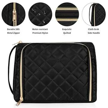CUBETASTIC Travel Makeup Bag, Large Cosmetic Bag with Makeup Brush Comparment, Portable Make Up Organizer Zipper Pouches for Women and Girls, Travel Essentials Toiletry Bag