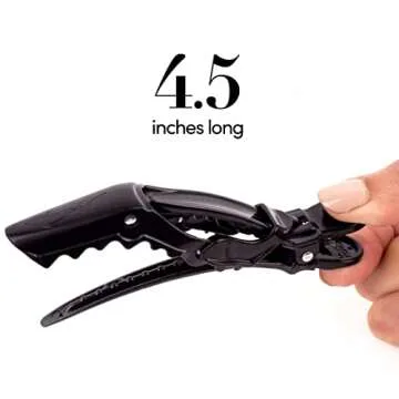 The Hair Shop Shark Clip | Enhanced Croc Crocodile Alligator Grip Clip (2nd Generation) | Sectioning Tool for Women | US Patented | Professional Salon Quality - Made In Korea (10 Pack) (Black)