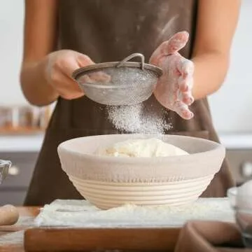 Dimpola Banneton Bread Proofing Basket, Banneton Basket Set of 2, 9 inch Sourdough Proofing Basket Round Proofing Bowls Handmade Rattan Baskets and Liners, Artisan Sourdough Bread Making Kit