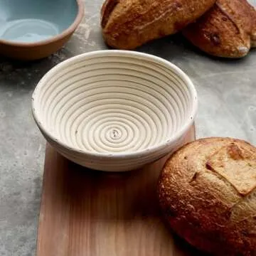 Dimpola Banneton Bread Proofing Basket, Banneton Basket Set of 2, 9 inch Sourdough Proofing Basket Round Proofing Bowls Handmade Rattan Baskets and Liners, Artisan Sourdough Bread Making Kit