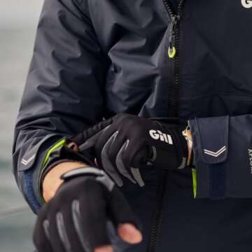 Gill Deckhand Sailing Gloves - Long Fingers with Exposed Finger and Thumb - 50+ UV Sun Protection & Water Repellent