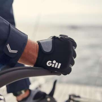 Gill Deckhand Sailing Gloves - Long Fingers with Exposed Finger and Thumb - 50+ UV Sun Protection & Water Repellent