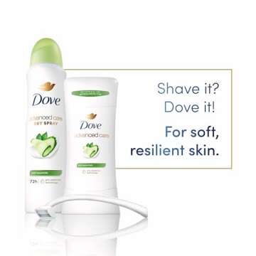 Dove Advanced Care Antiperspirant Deodorant Stick Cool Essentials for Helping Repair Skin Barrier After Shaving, with 72-Hour Sweat & Odor Protection, 2.6 oz