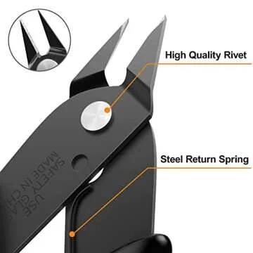BOENFU Precision Wire Cutter Jewelry Zip Tie Cutters Flush Cutters Nippers Small Side Cutting Pliers for 3d Print, Plastic Models, Jewelry, Electronics, Black, 1 Pack