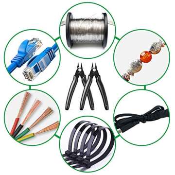 BOENFU Precision Wire Cutter Jewelry Zip Tie Cutters Flush Cutters Nippers Small Side Cutting Pliers for 3d Print, Plastic Models, Jewelry, Electronics, Black, 1 Pack