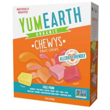 YumEarth Organic Chewys Fruit Flavored Candy Chews - Allergy Friendly, Gluten Free, Non-GMO, Vegan, ...