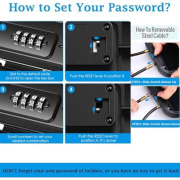 AMIR Portable Safe Box for Travel, Combination Security Case LockBox with Code, Waterproof Anti-Theft Mini Travel Safe Box with Removable Chain, Portable Lock Box for Car Hotel Personal Items Safe