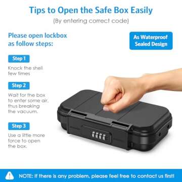 AMIR Portable Safe Box for Travel, Combination Security Case LockBox with Code, Waterproof Anti-Theft Mini Travel Safe Box with Removable Chain, Portable Lock Box for Car Hotel Personal Items Safe