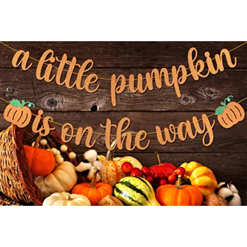 Pumpkin Baby Shower Banner - Glittery Fall Decorations