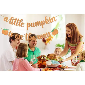 Pumpkin Baby Shower Banner - Glittery Fall Decorations