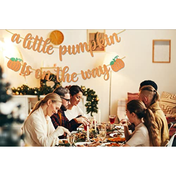 Pumpkin Baby Shower Banner - Glittery Fall Decorations