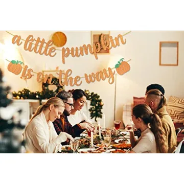 Pumpkin Baby Shower Banner - Glittery Fall Decorations