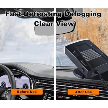 Car Heater,12V 200W Portable Car Heaters for Vehicle,2-in-1 Fast Heating Heater for Car Plug in Cigarette Lighter with 360-Degree Rotating Base (Black&Silver)