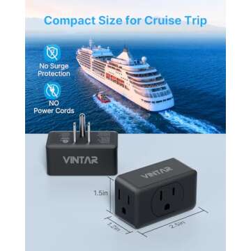 Compact VINTAR 3 Plug Outlet Extender For Home Travel