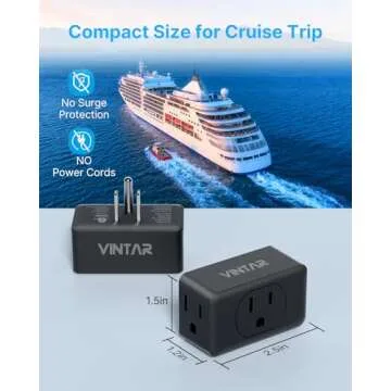 Compact VINTAR 3 Plug Outlet Extender For Home Travel