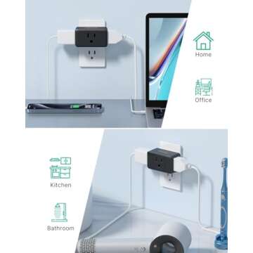 Compact VINTAR 3 Plug Outlet Extender For Home Travel