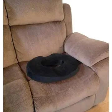 Kieba Hemorrhoid Treatment Donut Tailbone Cushion, Prostate Pillow, Pregnancy, Post Natal, Bed Sores, Coccyx, Sciatica, 18 Inches. Ultra Premium Comfort Foam (Black)