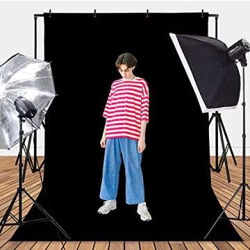 TRLYC Black Background Backdrop - 10x10.5FT Backdrop Background for Photography Black Photo Booth Ba...