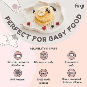 Firgi MEOW Silicone Baby Toddler Plates, Baby Feeding Essentials 100% Food-Grade Silicone Led Weanin...
