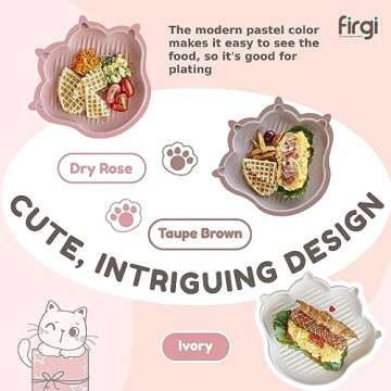 Firgi MEOW Silicone Baby Toddler Plates, Baby Feeding Essentials 100% Food-Grade Silicone Led Weaning Supplies BPA Free Toddler Soft and Durable Silicone Plate Feeding Supplies BPA Free Kids Dry Rose