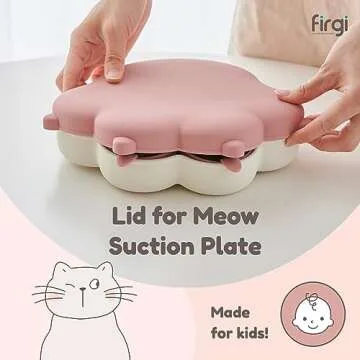 Firgi MEOW Silicone Baby Toddler Plates, Baby Feeding Essentials 100% Food-Grade Silicone Led Weaning Supplies BPA Free Toddler Soft and Durable Silicone Plate Feeding Supplies BPA Free Kids Dry Rose