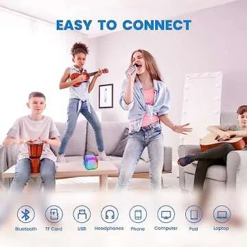 Mini Karaoke Machine for Kids, Birthday Easter Gifts Toys for Girls Boys Friends Age 3-12+, Portable Bluetooth Speaker with 2 Wireless Mics, Karafun Premium Songs Family Home Party(Blue)