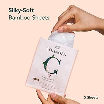 Rael Face Mask Skin Care, Collagen Face Masks - Bamboo Facial Sheet Mask, Korean Skincare, with Coll...