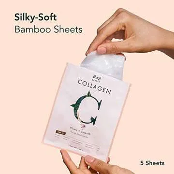Rael Face Mask Skin Care, Collagen Face Masks - Bamboo Facial Sheet Mask, Korean Skincare, with Coll...