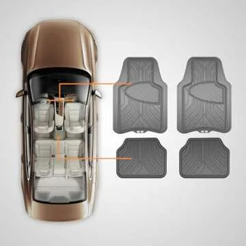 Armor All 4-Piece All-Season Floor Mats, Custom Fit Car Mats, All-Weather Car Floor Mats, Trim-to-Fit Automotive Floor Mats for Cars, Trucks, SUVs, Vehicle Floor Liner -- Gray