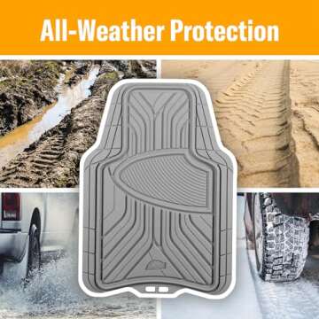 Armor All 4-Piece All-Season Floor Mats, Custom Fit Car Mats, All-Weather Car Floor Mats, Trim-to-Fit Automotive Floor Mats for Cars, Trucks, SUVs, Vehicle Floor Liner -- Gray
