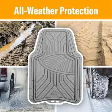 Armor All 4-Piece All-Season Floor Mats, Custom Fit Car Mats, All-Weather Car Floor Mats, Trim-to-Fit Automotive Floor Mats for Cars, Trucks, SUVs, Vehicle Floor Liner -- Gray