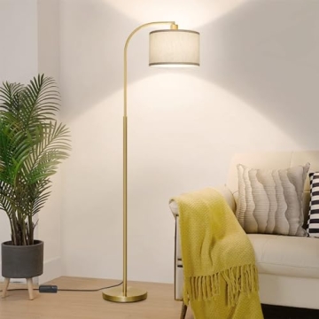 Boncoo LED Floor Lamp Fully Dimmable Modern Standing Lamp Arc Floor Lamp with Adjustable Drum Shade,...