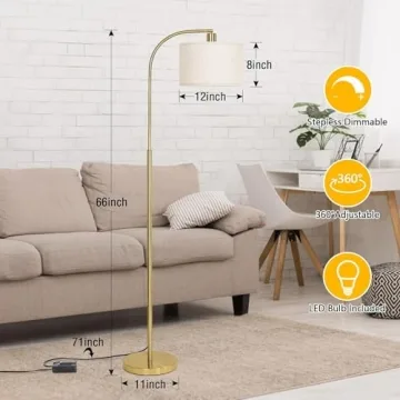 Boncoo Arc Floor Lamp with Dimmer for Living Room