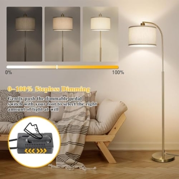 Boncoo Arc Floor Lamp with Dimmer for Living Room
