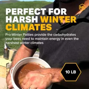 Mann Lake Pro-Winter Feed for Bees | Winter Patties for Beehive Feeding | Supports Colony Survival During Cold Weather | Low Protein Formula for Overwintering Bees | Beekeeping Supplies | 10lb Bucket