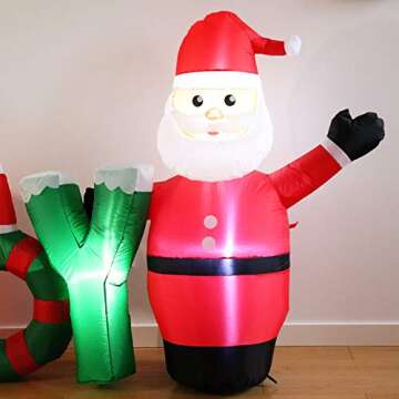 Kurala 8 FT Long Lighted Christmas Inflatable Santa Claus and Reindeer Party Yard Indoor Outdoor Decoration