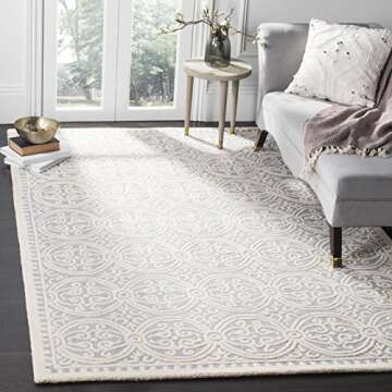 SAFAVIEH Cambridge Collection Area Rug - 8' x 10', Silver & Ivory, Handmade Moroccan Wool, Ideal for...