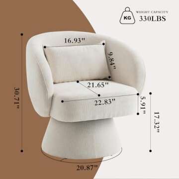 Rongbuk 360° Swivel Accent Chair, Modern Velvet Barrel Chair with Pillow, Upholstered Single Sofa f...