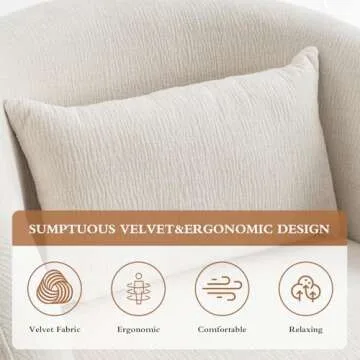 Rongbuk 360° Swivel Accent Chair, Modern Velvet Barrel Chair with Pillow, Upholstered Single Sofa for Living Room, Bedroom, Office, Ivory